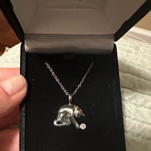 Danbury Mint Silver Plated Cat Pendant Necklace